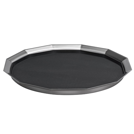 Service Ideas Paneled Tray with Removable Insert, 14"diameter, Stainless Steel, Brushed TRPN1614RIBS